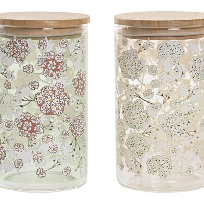 BAMBOO BOROSILICATE JAR 10X10X17 1L, 2 ASSORTMENTS. PC200301