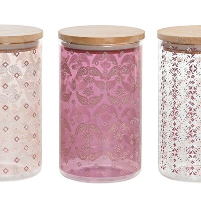 POT BAMBOU BOROSILICATE 10X10X17 1L, 3 ASSORTIMENTS. PC204260