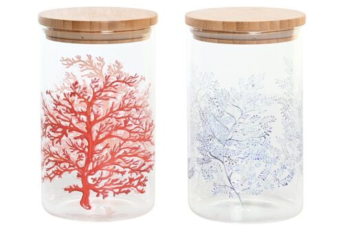 BOTE BOROSILICATO BAMBU 10X10X17 1L, CORAL 2 SURT. PC204272