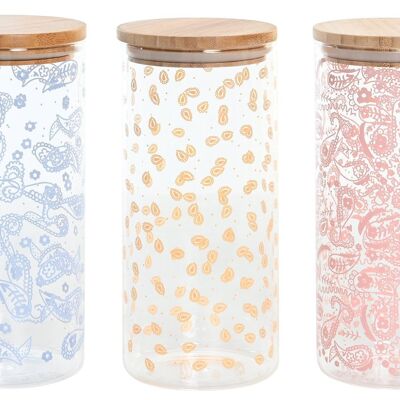 POT BOROSILICATE DE BAMBOU 10X10X22 1400ML, 3 ASSORTIMENTS. PC204264