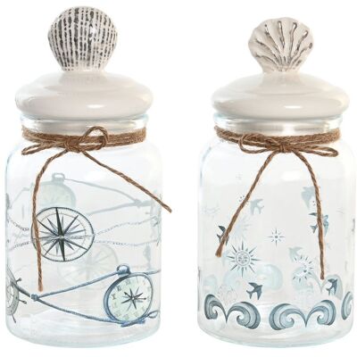 STONEWARE GLASS JAR 11X11X23 900ML, 2 ASSORTMENTS. PC204269