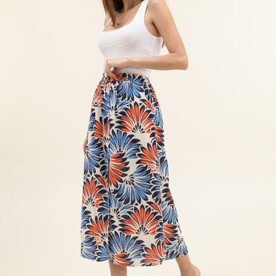 Colorful buttoned cotton gauze skirt