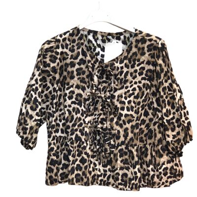 Leopard knot blouse