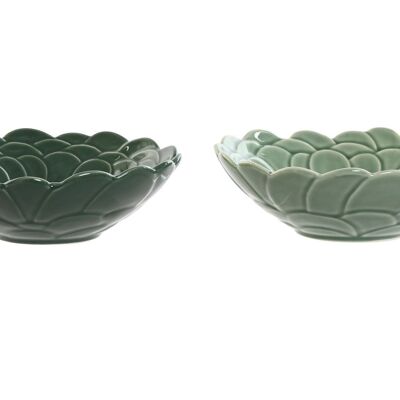 PORCELAIN BOWL 18.4X18.4X6 RELIEF LEAVES 2 ASSORT. PC211479