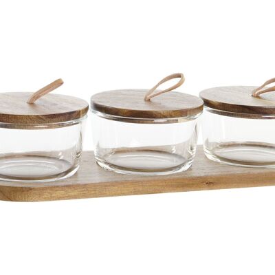 SET CIOTOLA 4 VETRO ACACIA 31X10,5X7 240ML MARRONE PC203460