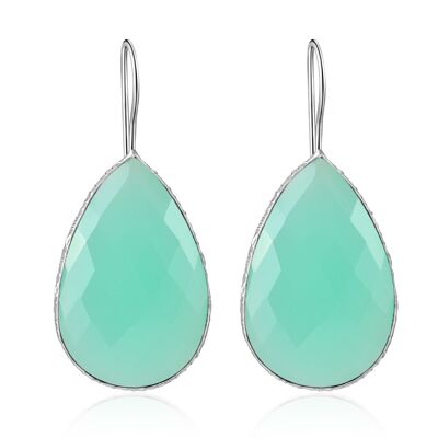 TULIPE - Boucles d'oreilles - vert - calcédoine (bleu aqua)