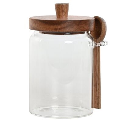 BARATTOLO BOROSILICATO ACACIA 13X9X16,5 CUCCHIAIO 650ML PC212589