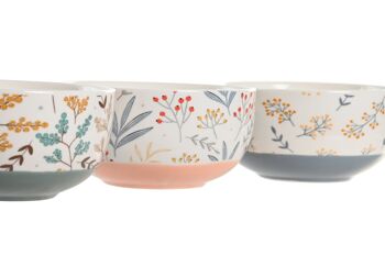 BOL EN PORCELAINE 13X13X7 FLORAL 3 ASSORTIMENTS. PC205124 2