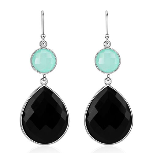 AZALÉE - Ohrringe - black - chalcedon,onyx (aquablue,black)