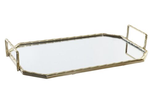 Bandeja Decoracion Metal Espejo 37X22X5 Dorado BD183083