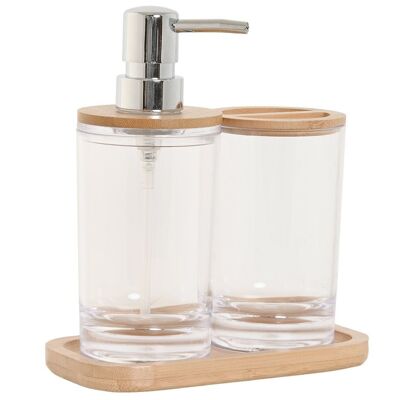 BATHROOM SET 3 PS BAMBOO 16X9X18 TRANSPARENT PB211670