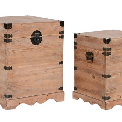 BAULE SET 2 METALLO ABETE 48X48X61 RUSTICO NATURALE MB206518