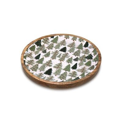 Round lacquered plate green trees