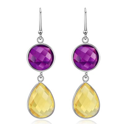 JACINTHE - Earrings - purple - amethyst, quartz (purple, yellow)