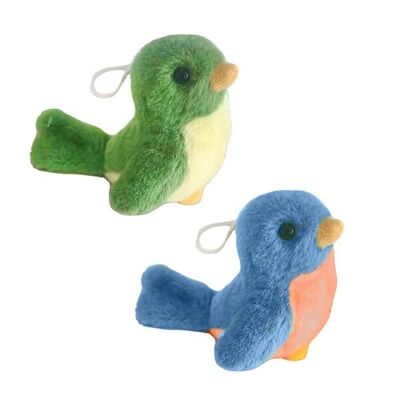 Verschiedene grüne und blaue Vogelplüschtiere