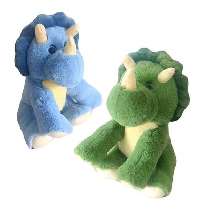 Peluche tricératops vert et bleu assortis