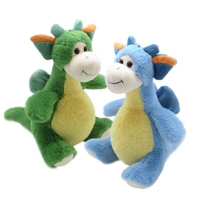 Blue and green assorted dragon plush