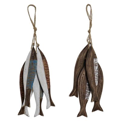 PENDENTIF EN BOIS DÉCORATION 35X10X2 POISSON 2 SURT. LM210923