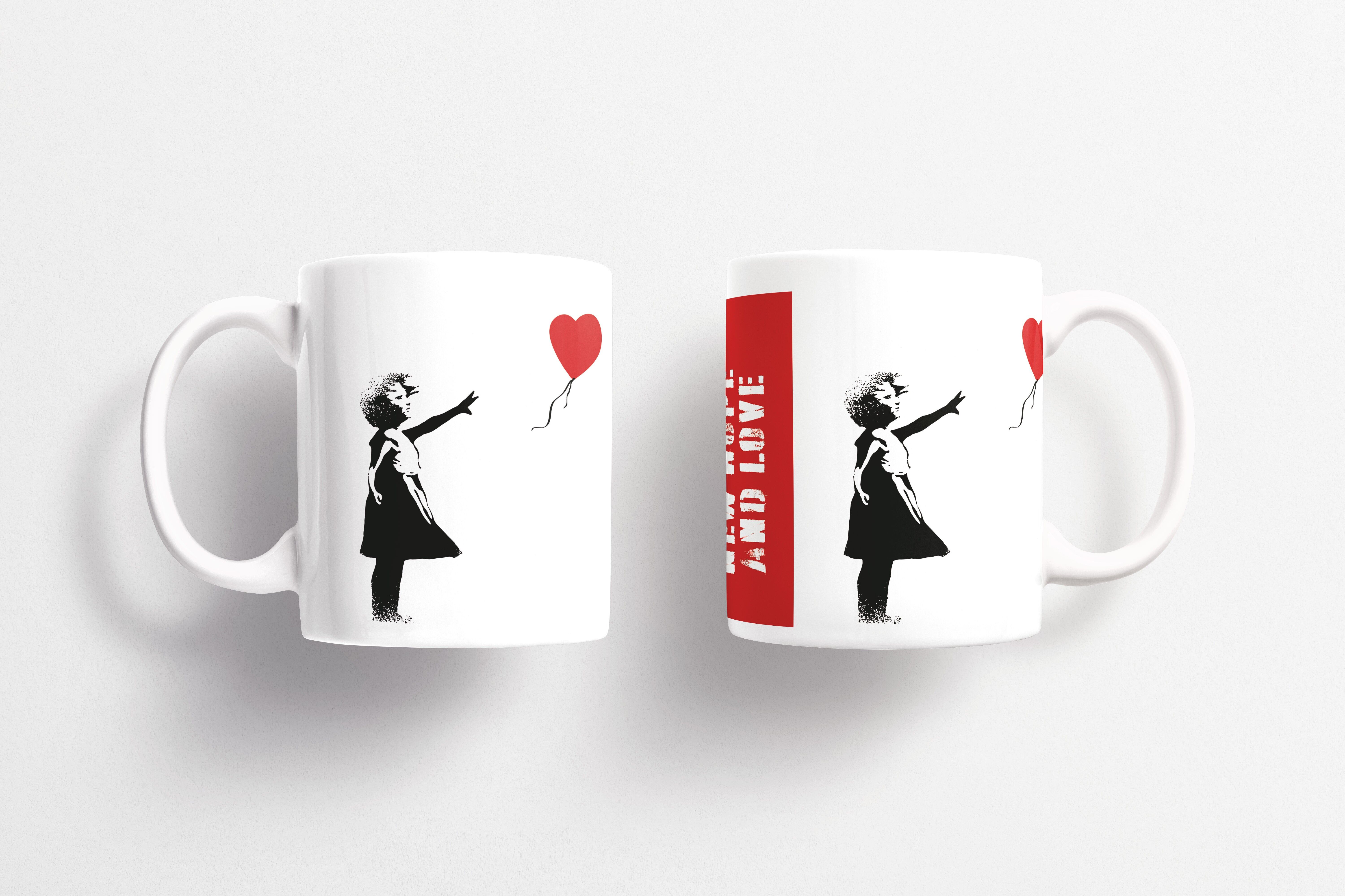 Tazza in ceramica Banksy da 325 ml - Ragazza con palloncino rosso