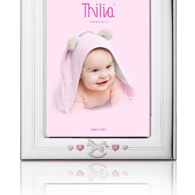 Cadre photo 13x18 cm argent ligne "Cheval" pour fille