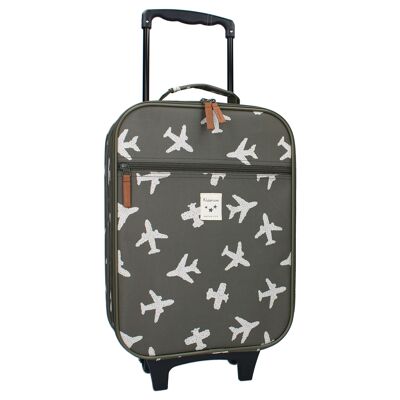 Children's wheeled suitcase - Khaki planes