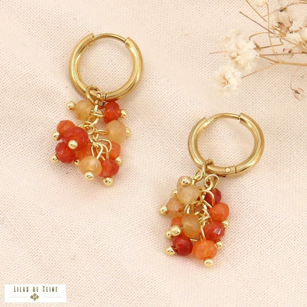 Cluster-Ohrringe aus Naturstein und Stahl 0323133