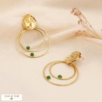 Pendientes maxi aro y cabujón 0323138