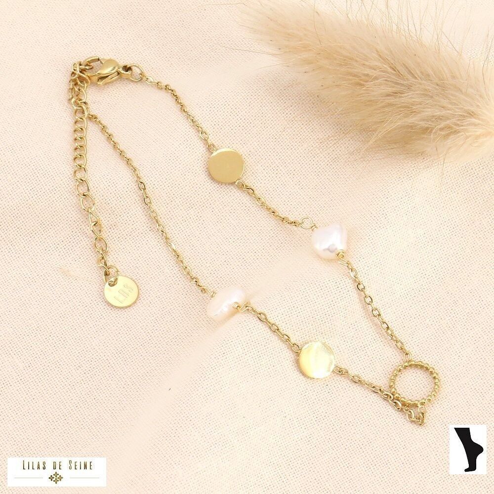 Freshwater pearl steel ankle bracelet 0223172