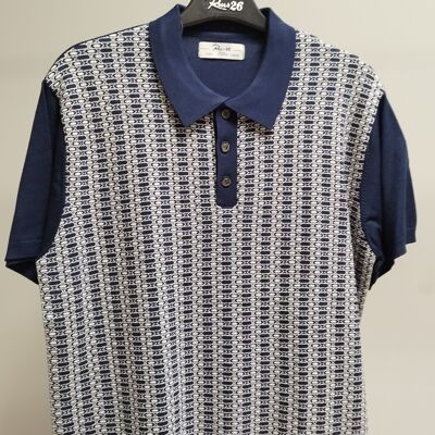 Two-tone jacquard knit polo shirt