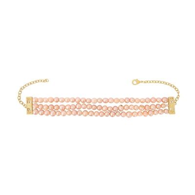 Pinklady Dreifach-Halsband mit rosa Perlen