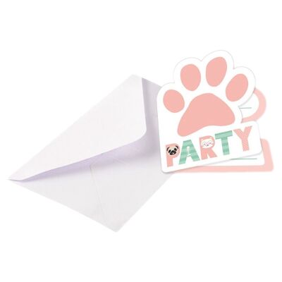8 invitaciones y sobres de papel de Hello Pets