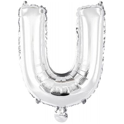 Aluminum Foil Balloon Mini Letter U Silver N16
