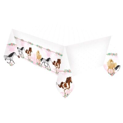 Schöne Pferde-Tischdecke aus Kunststoff, 120 cm