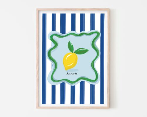 Limoncello Lemon over Stripes Art Print