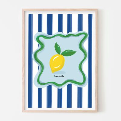 Limoncello Lemon over Stripes Art Print