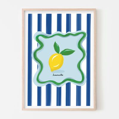 Limoncello Zitrone über Streifen Kunstdruck