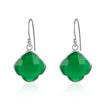 CAPUCINE - Earrings - silver - onyx (green)