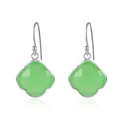 CAPUCINE - Boucles d'oreilles - argent - calcédoine (vert)