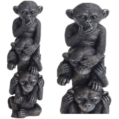 Totem 3 Singes De La Sagesse 31 Cm