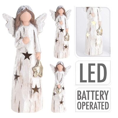 Decorazione con statuetta luminosa a forma di angelo stellare a LED