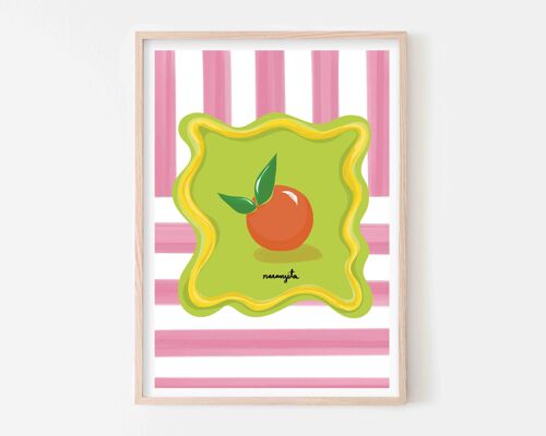 Naranjita Orange over Stripes Art Print