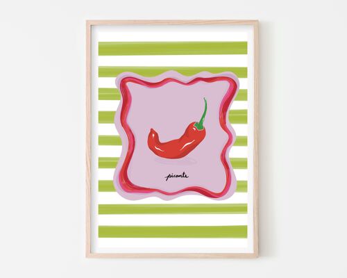 Picante Chilli Pepper over Stripes Art Print