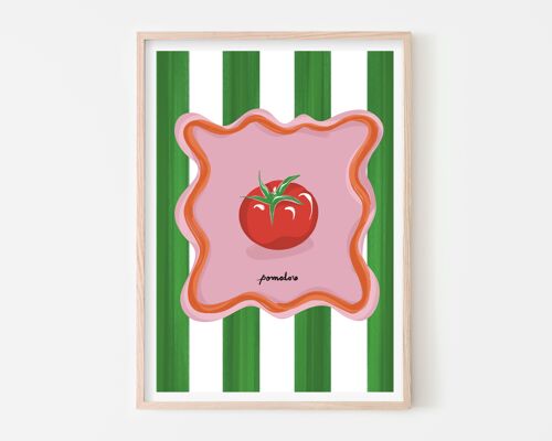 Pomodoro Tomato over Stripes Art Print
