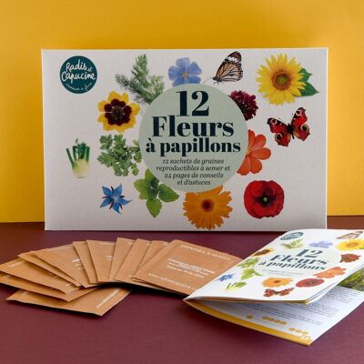 Envelope of 12 sachets - Flowers with butterflies