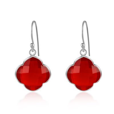 CAPUCINE - Earrings - silver - onyx (red)