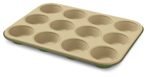 12 Muffins Tray Natural Non-Stick Coating Made In Italy
