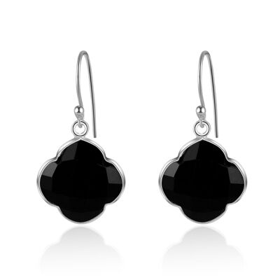CAPUCINE - Earrings - silver - onyx (black)