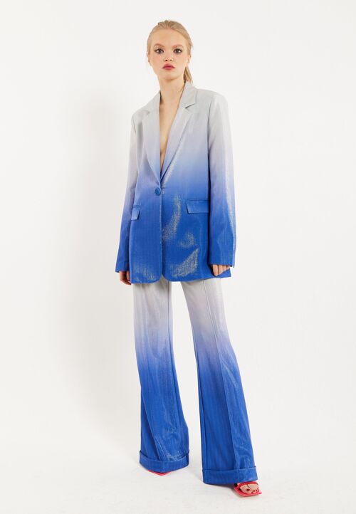 House of Holland Ombre Shimmer Blazer In Blue And Silver