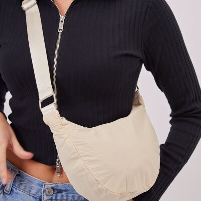 Nylon Sling Bag in Beige