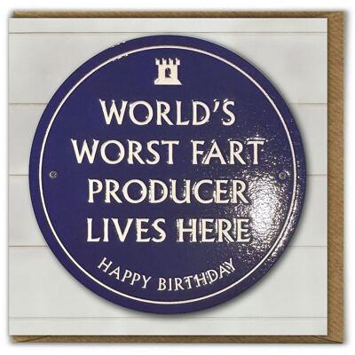 Carte d'anniversaire amusante – Le pire producteur de pet au monde